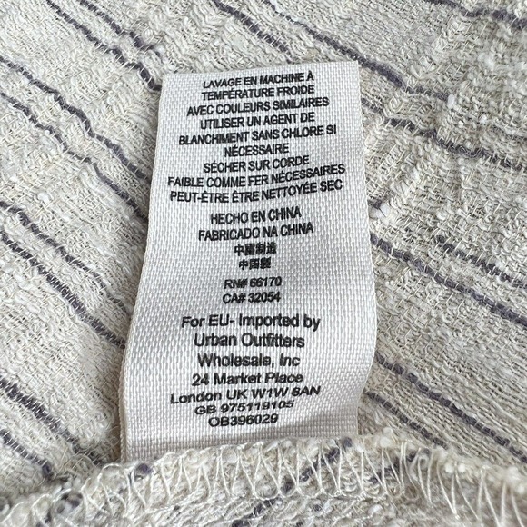 Free People Novelty Ivory Blue Striped Linen Sleeveless Open Back Mini Dress - Picture 13 of 14